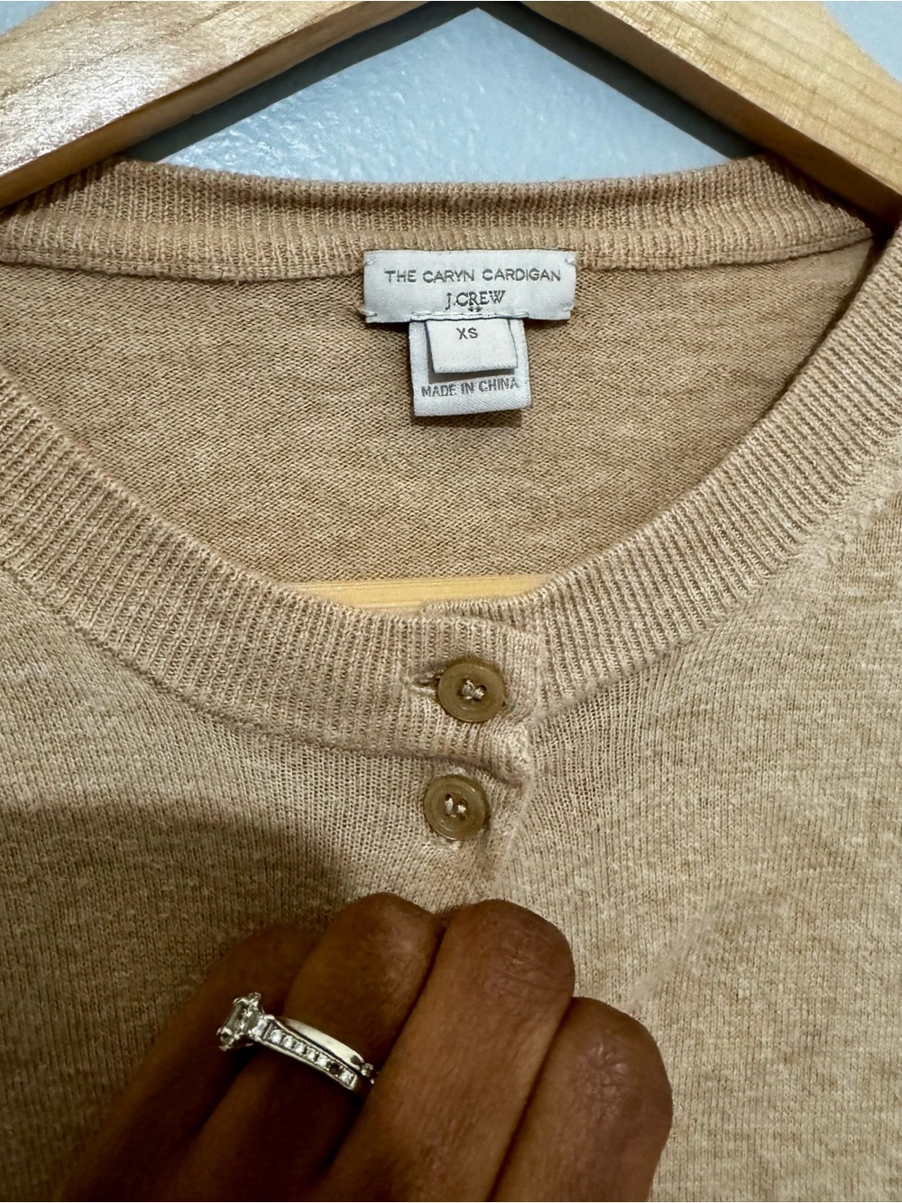 J. Crew Camel Tone Crewneck Button-Front Cardigan - Picture 4 of 6